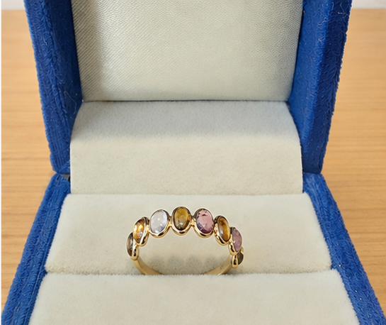 18KT Yellow Gold Pear Tourmaline Half Eternity Band