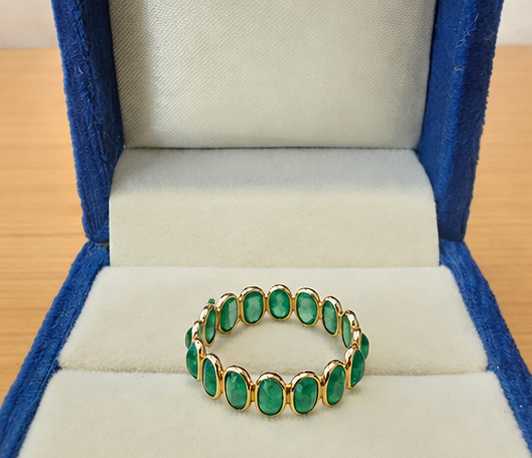 18KT Yellow Gold Oval Emerald Eternity Band