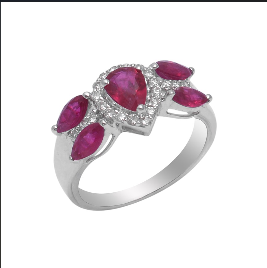 18KT White Gold Ruby & Diamond Ring