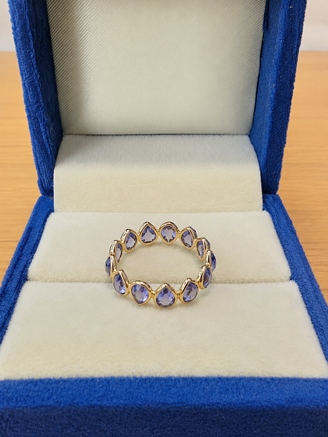 18KT Yellow Gold Pear Tanzanite Eternity Band