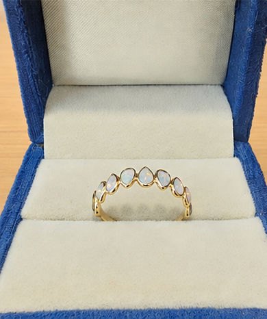 18KT Yellow Gold Pear Opal Half Eternity Band